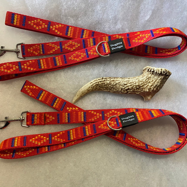 Adult Dog Fancy Red Indian Motif 1.5m x 25mm Lead image 0