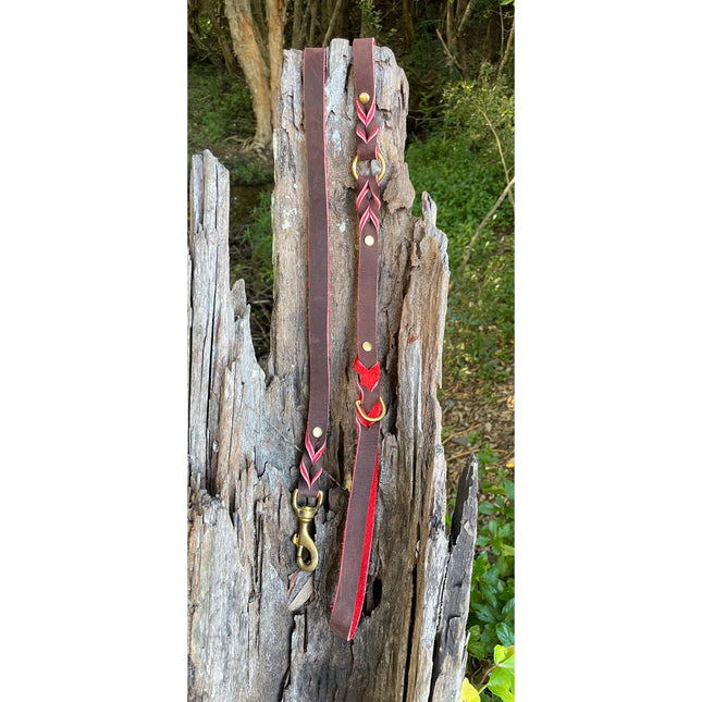 Red Two Tone Double Braid Leather Lead image 1