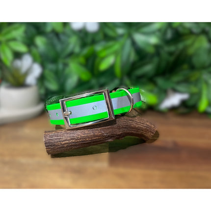 Reflective Green Biothane Collar image 0