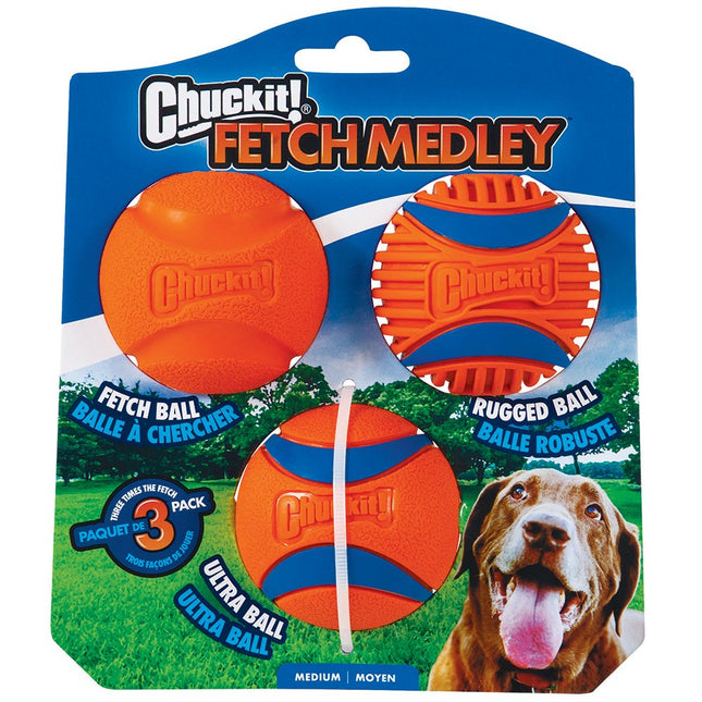 Chuckit! FETCH MEDLEY BALLS GEN3 Medium 3pk image 0