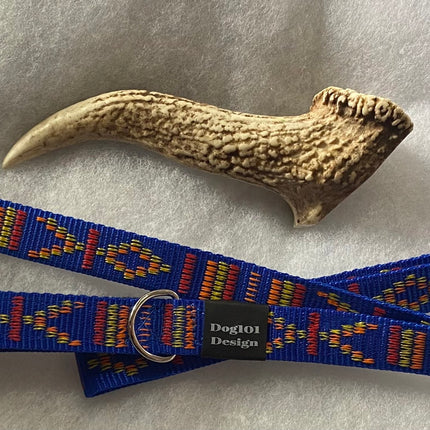 Adult Dog Premium Handle Fancy Blue Indian Motif 1.5m x 25mm Lead image 0