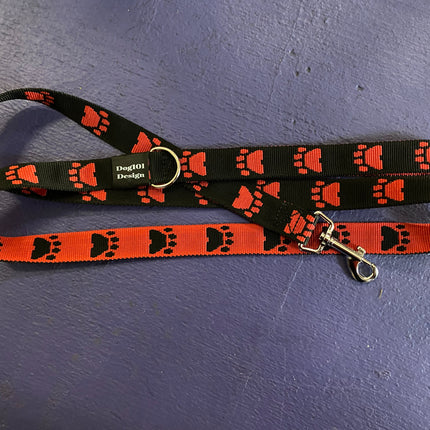 Adult Dog Fancy Red Paw-Black 1.5m x 25mm Lead image 1