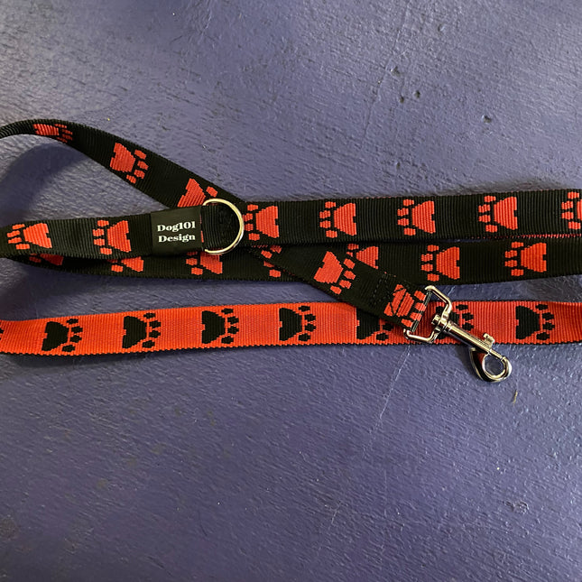 Adult Dog Fancy Red Paw-Black 1.5m x 25mm Lead image 1