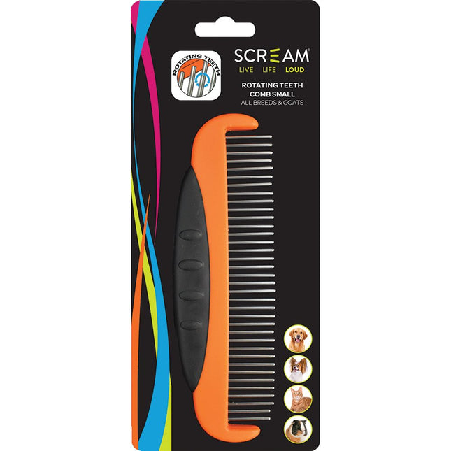 Scream ROTATING TEETH COMB Loud Orange - Small 14cm image 0