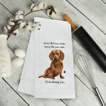 Tea Towel - Red Dachshund Kitchen Towel image 0