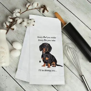 Tea Towel - Black Dachshund Kitchen Towel image 0