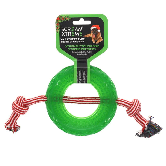 Scream Xtreme Xmas TREAT TYRE Loud Green with Rope - XL image 0