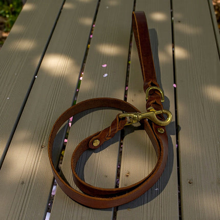 Natural Leather Lead - Double Braid