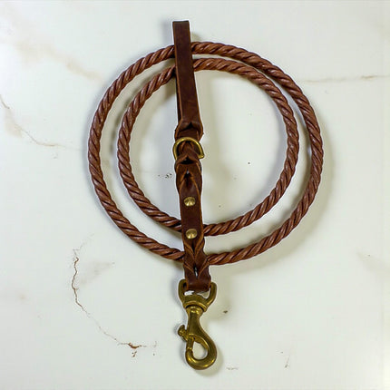 Natural Leather Lead - Double Braid