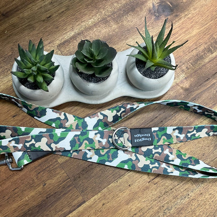 Adult Dog Fancy Green Brown Bone Camo 1.5m x 25mm Lead image 1