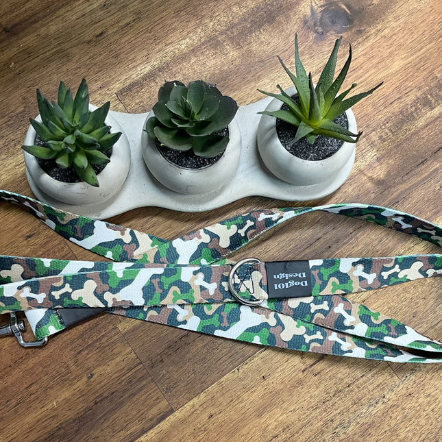 Adult Dog Fancy Green Brown Bone Camo 1.5m x 25mm Lead image 1