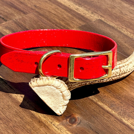 Hand Painted Leather - Glitter Red - Small Dog image 0