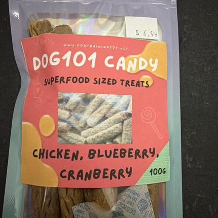 Chicken Blueberry and Cranberry Sticks Dog Treats 100g