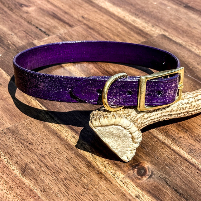 Hand Painted Leather - Glitter Dark Purple  image 0