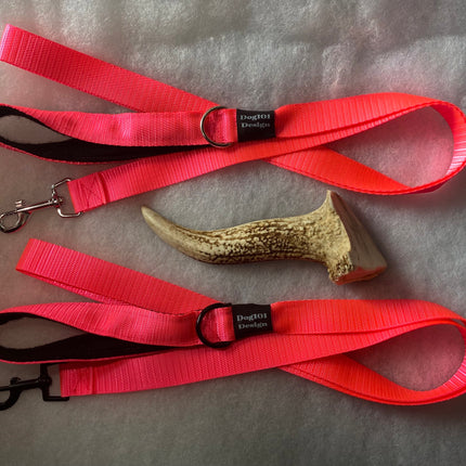 Adult Dog Premium Handle Plain Fluro Pink 1.5m x 25mm Lead image 0