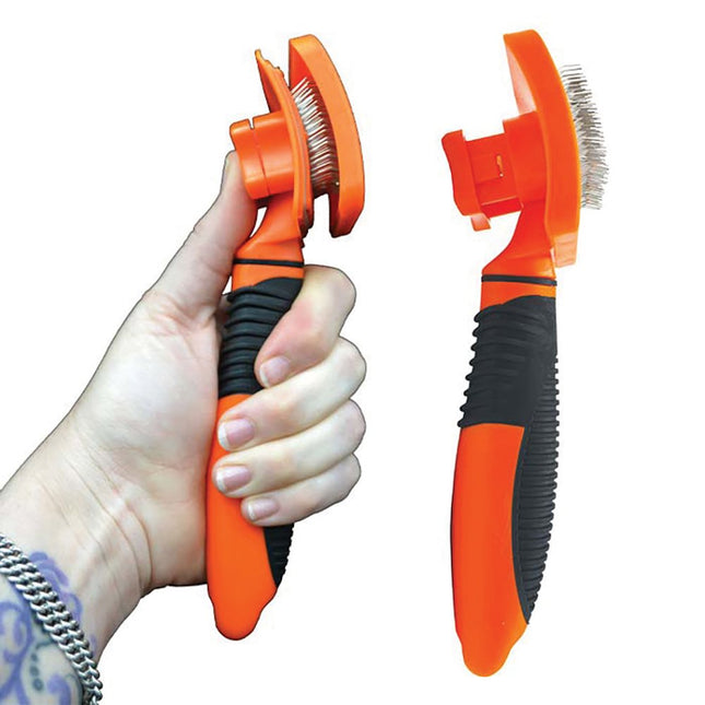 Scream SELF-CLEANING SLICKER BRUSH Loud Orange - Large 20x10cm image 1