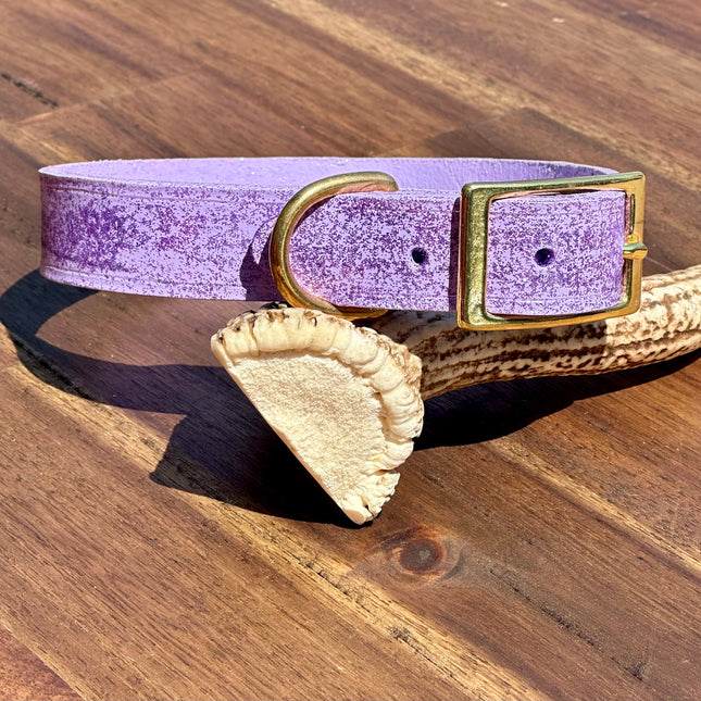 Hand Painted Leather - Glitter Lilac image 0