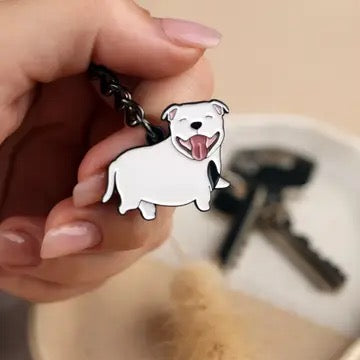 Keyring - Staffie - White image 0