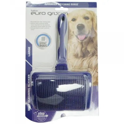 Euro Groom Self Cleaning Medium Slicker Brush Hard Pin Dogs image 0