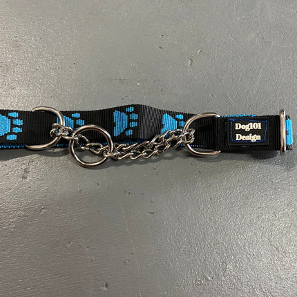 Martingale Blue Paw-Black Collar image 0