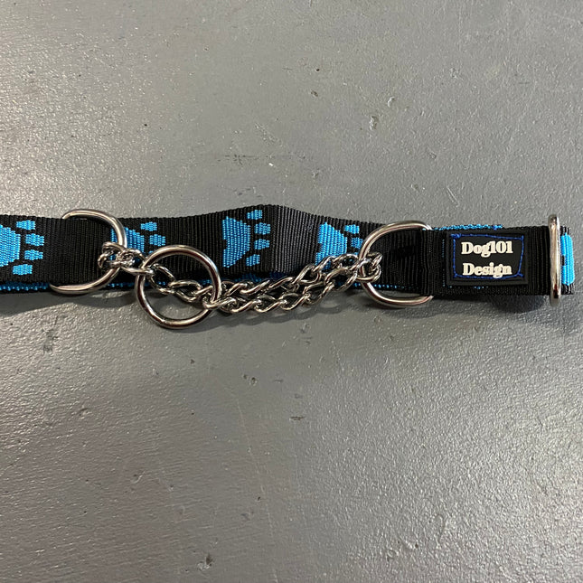 Martingale Blue Paw-Black Collar image 0
