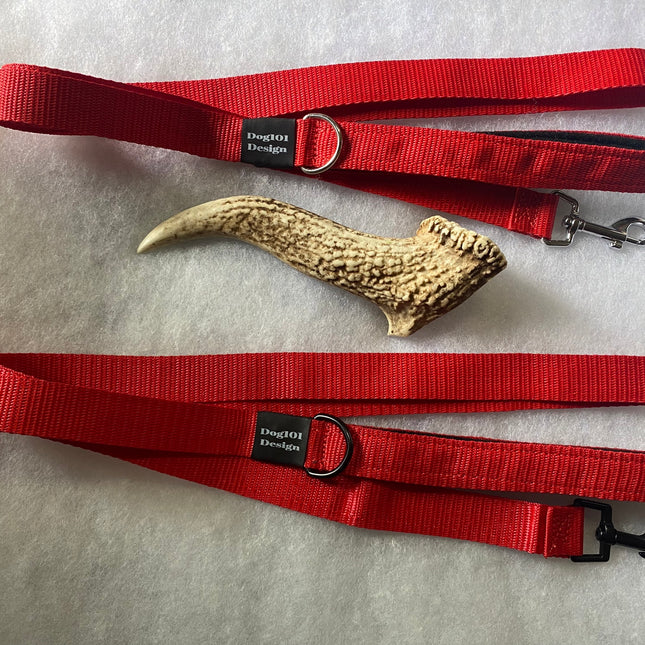 Adult Dog Premium Handle Plain Red 1.5m x 25mm Lead image 0