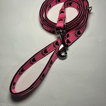 Puppy/Small Dog Black Paw/Pink 1.2m x 15mm Lead image 0