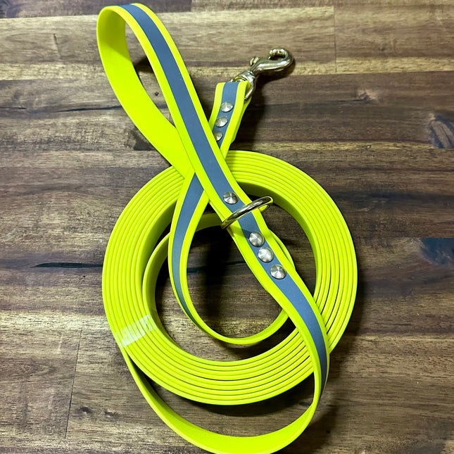 Lead 5m Reflective Yellow Biothane Beach - Brass Fittings image 0
