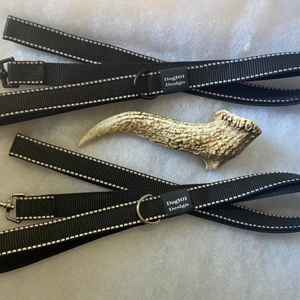 Adult Dog Premium Handle Thick Black Reflective 1.5m x 25mm Lead image 0