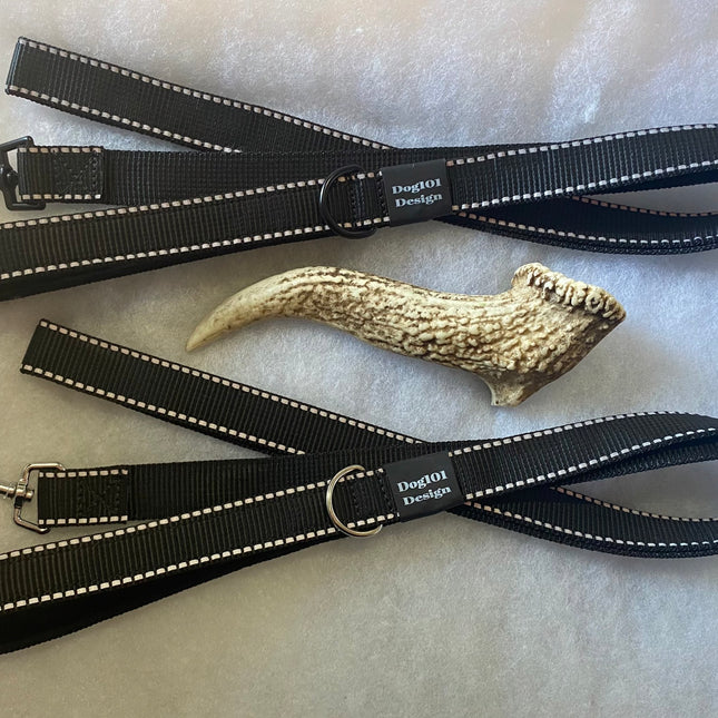 Adult Dog Premium Handle Thick Black Reflective 1.5m x 25mm Lead image 0