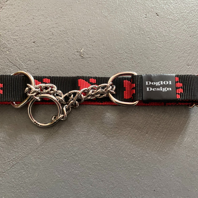 Martingale Red Paw-Black Collar image 0