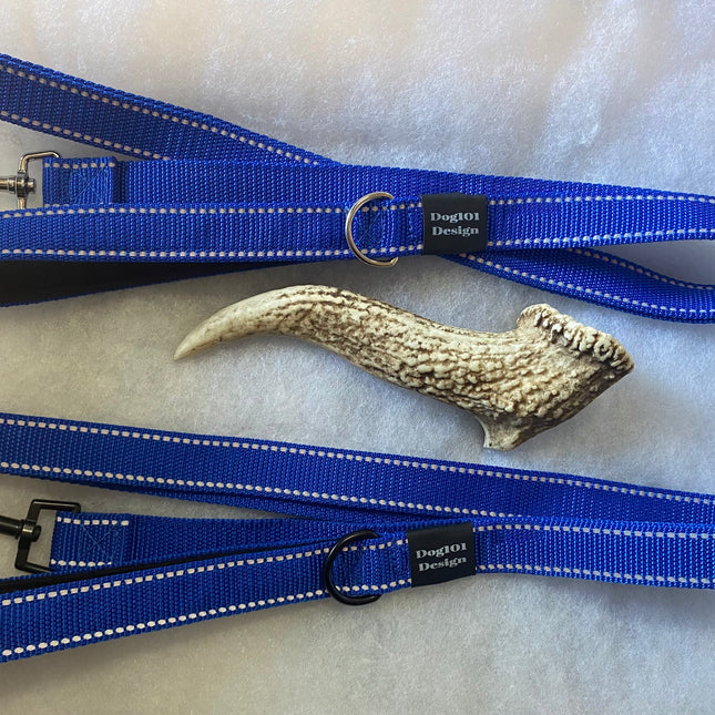 Adult Dog Premium Handle Thick Blue Reflective 1.5 x 25mm Lead image 0