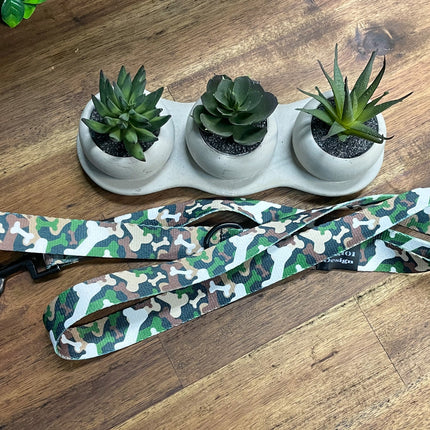 Adult Dog Fancy Green Brown Bone Camo 1.5m x 25mm Lead image 0