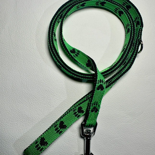 Puppy/Small Dog Black Paw/Green 1.2m x 15mm Lead image 0