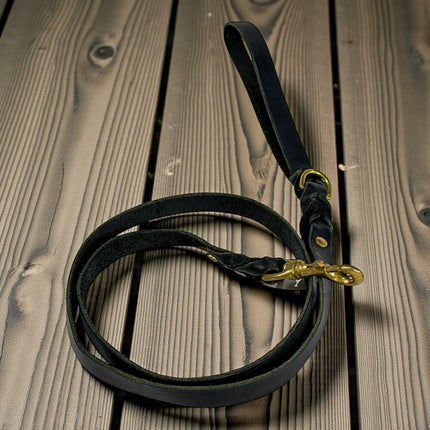 Natural Leather Lead - Double Braid