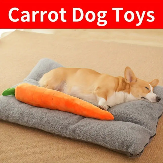 Giant Carrot Plush Dog Toy with Squeaker image 1