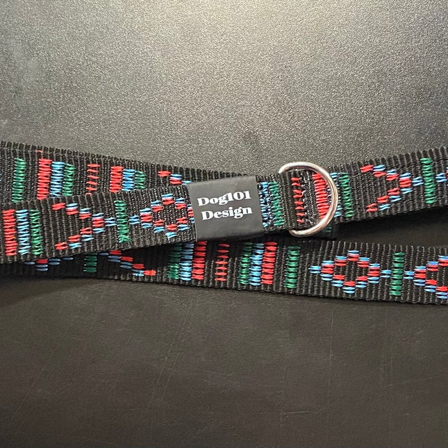 Adult Dog Premium Handle Fancy Black Indian Motif 1.5m x 22mm Lead image 1