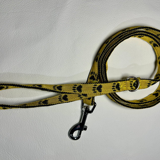 Puppy/Small Dog Black Paw/Yellow 1.2m x 15mm Lead image 0