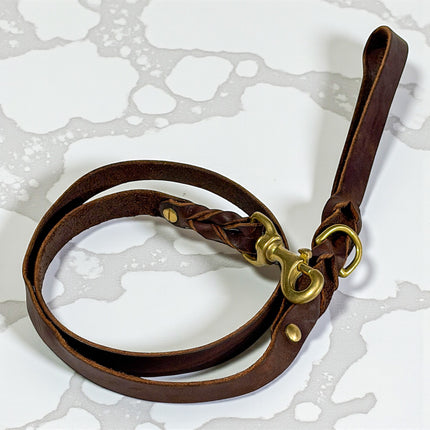 Natural Leather Lead - Double Braid
