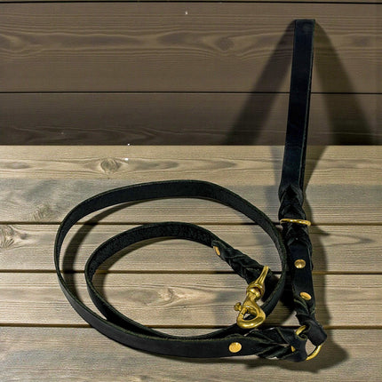 Natural Leather Lead - Double Braid