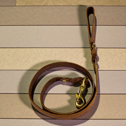 Natural Leather Lead - Double Braid