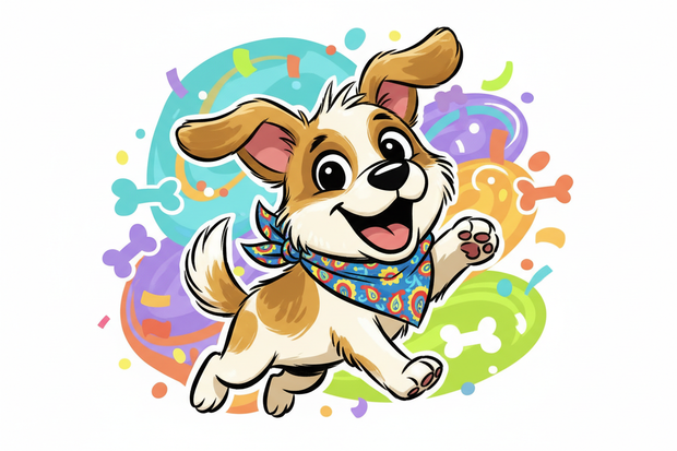 a cartoon dog wearing a bandanna