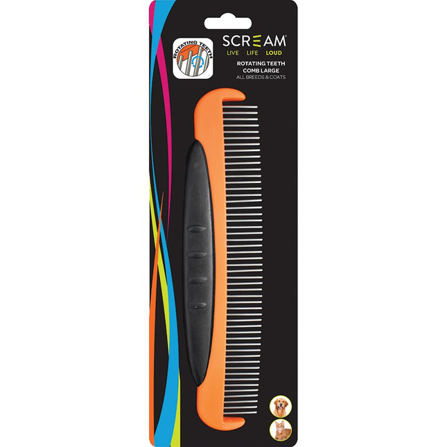 Scream ROTATING TEETH COMB Loud Orange - Large 18cm image 0