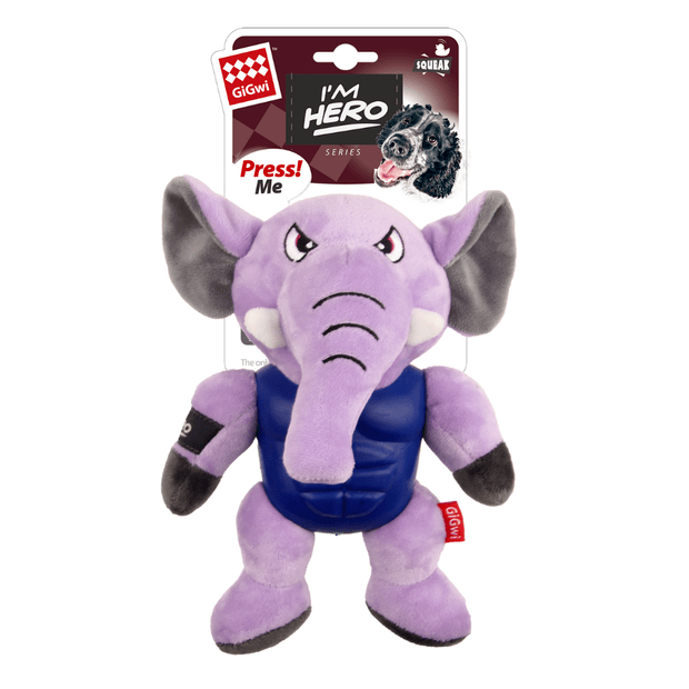 Gigwi Im Hero Armour Elephant Plush Squeaker image 0