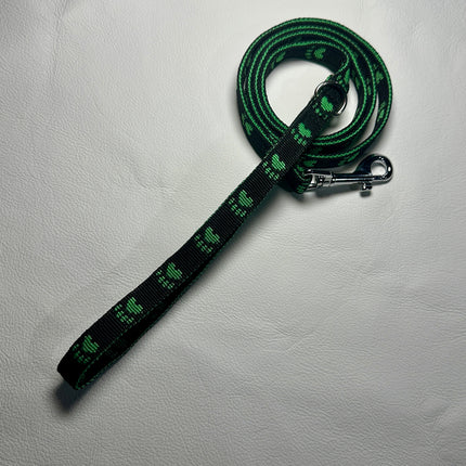 Puppy/Small Dog Green Paw/Bkack 1.2m x 15mm Lead image 0