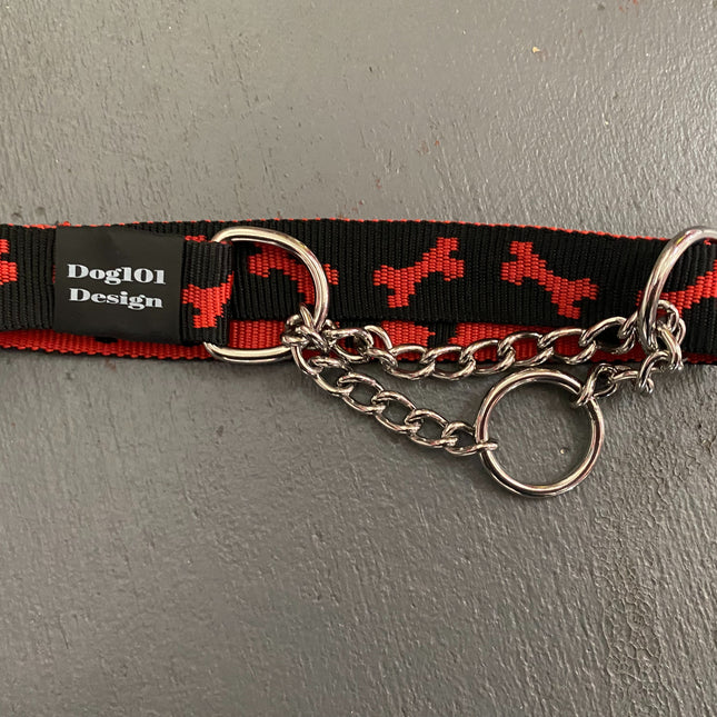Martingale Red Bone-Black Collar image 0