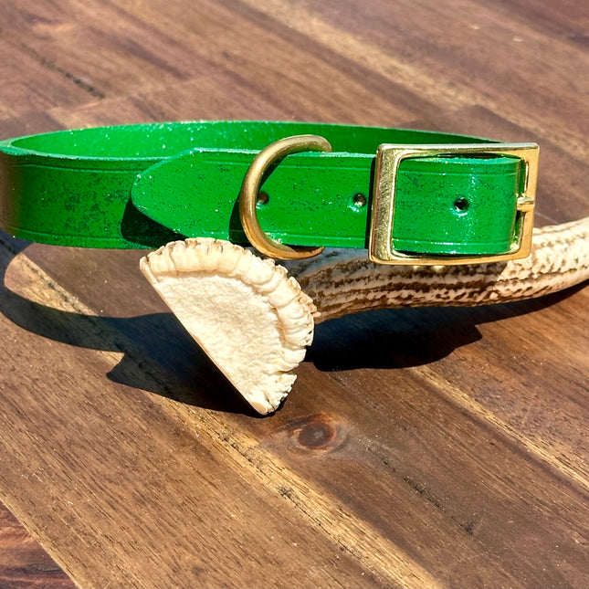 Hand Painted Leather - Glitter Dark Green image 0