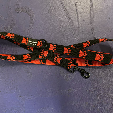 Adult Dog Fancy Red Paw-Black 1.5m x 25mm Lead image 0