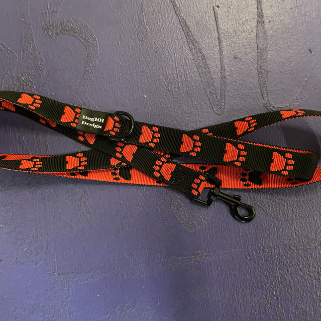 Adult Dog Fancy Red Paw-Black 1.5m x 25mm Lead image 0