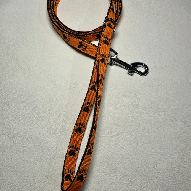 Puppy/Small Dog Black Paw/Orange 1.2m x 15mm Lead image 0